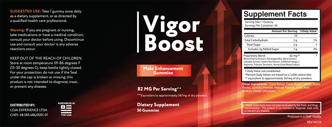 Vigor Boost Supplement Facts label
